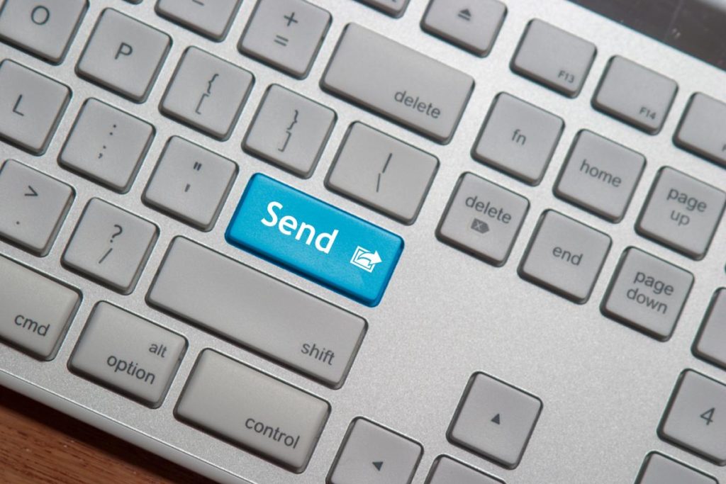 render of "Send" key highlighted on a computer keyboard.