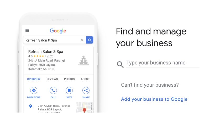 Find and manage your business. Type your business name. Can't find your business? Add your business to Google.