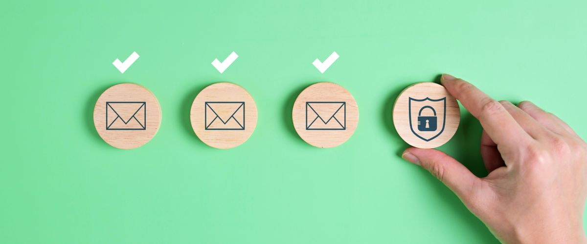illustration of email icons with checks above them