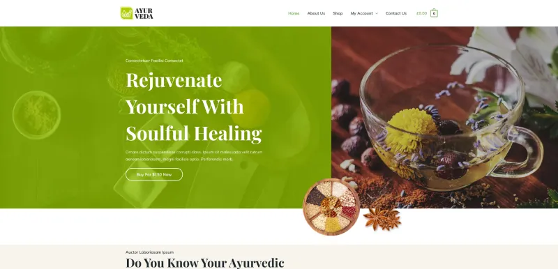 screenshot of website template for a tea or coffee shop
