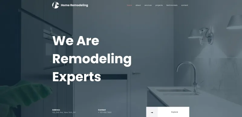 screenshot of website template for an architect or contractor