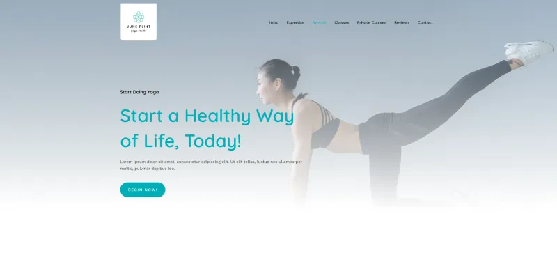screenshot of website template for a Yoga Studio or Instructor